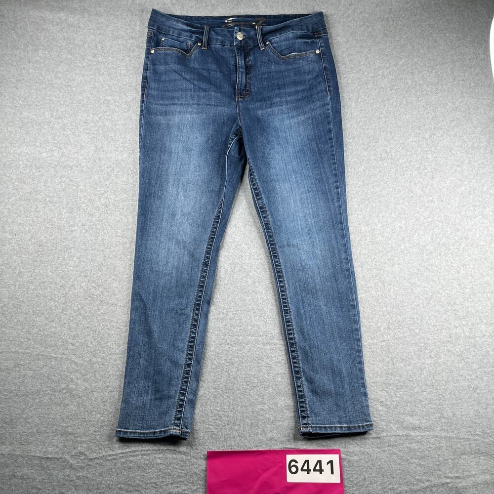 Seven 7 Jeans Tummyless High Rise Skinny Womens Size 16 Blue Distressed Stretch